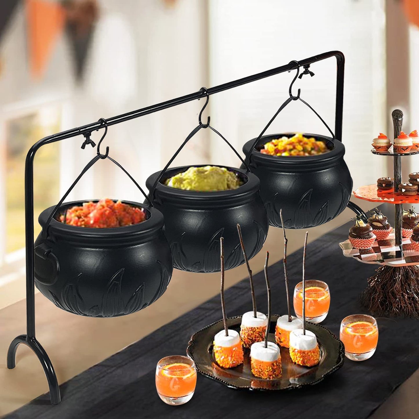 Halloween Party Decoration Witch Cauldron Serving Bowl Black Plastic Kitchen Decoration