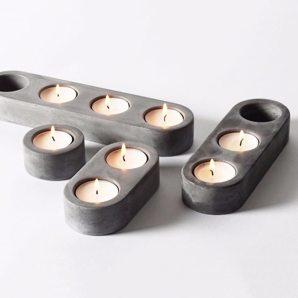 Cement Candle Candlestick Silicone Mold Plaster Candlestick Mold Porous Concrete Candle Holder Mold