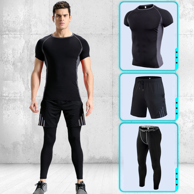 Sports suits men's stretch quick-drying short sleeves