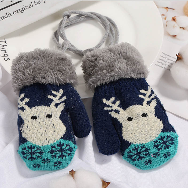 Children'S Gloves Winter New Christmas Cartoon Bag Refers To The Hanging Rope Warm Gloves Children'S Gloves
