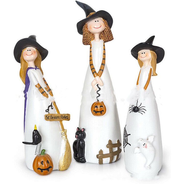 Halloween Witch Decoration Trio Resin Craft