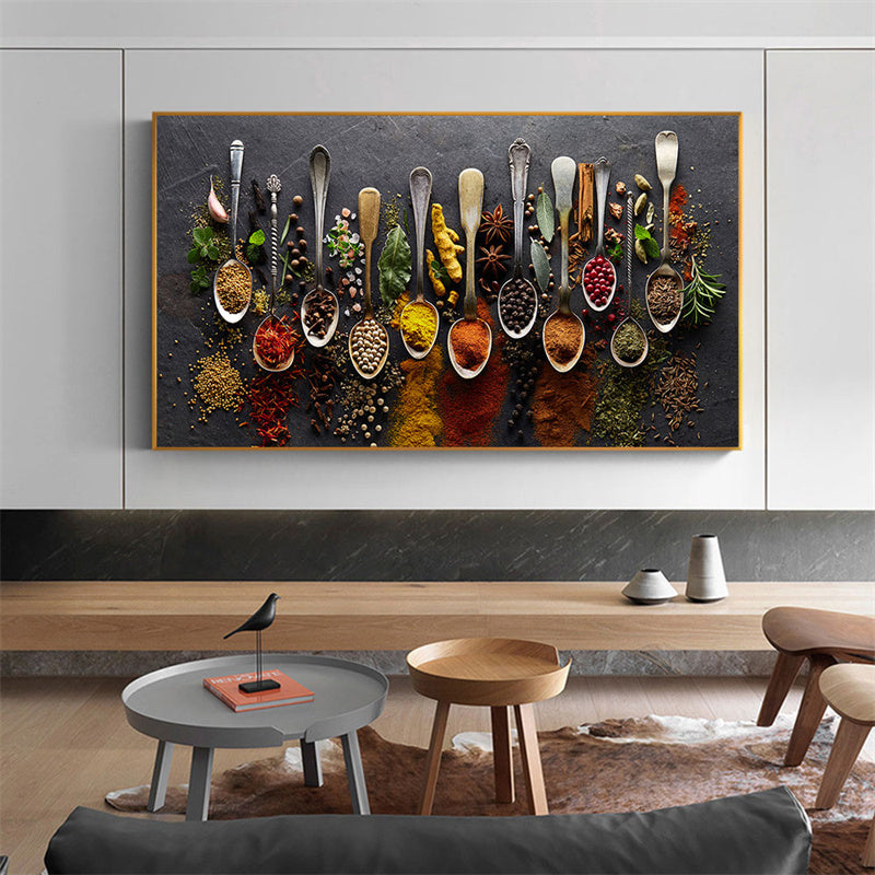 Cereal Spice Pepper Spoon Canvas Painting Kitchen Decoration Poster