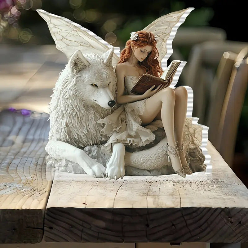 Guardian Angel Statue Acrylic Desktop Decoration With Base Decoration Office Holiday Decoration