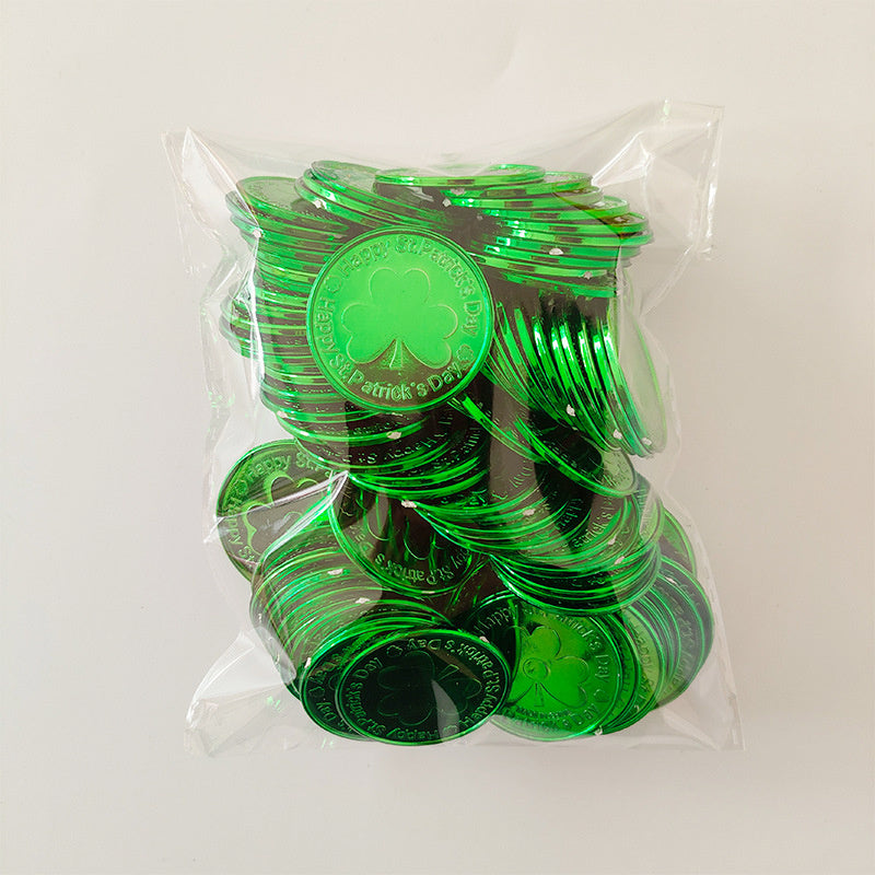 Saint Patrick Irish Day Lucky Coin Clover Coin Prop Decoration