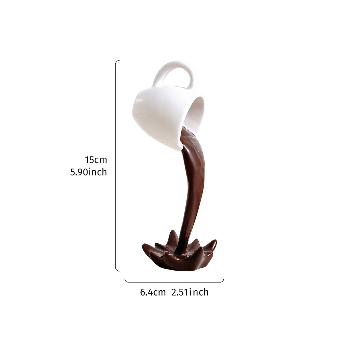 Floating Coffee Cup Mug Sculpture Kitchen Decor Pouring Spilling Decoration