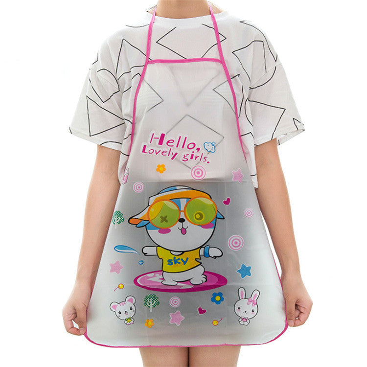 Kitchen Pvc Cute Cartoon Apron Oil-proof Waterproof