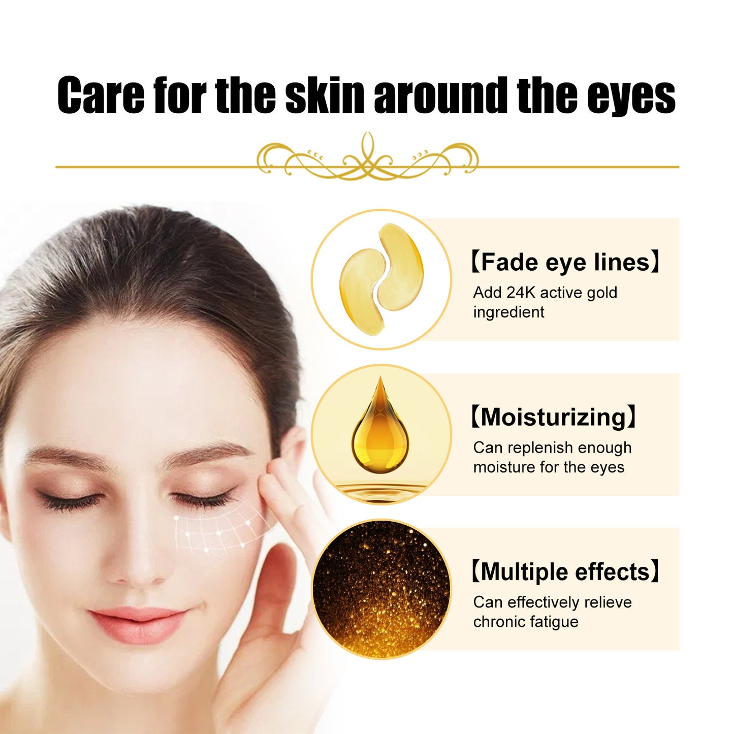 EELHOE Collagen Gold Eye Mask Moisturizing Care, Firming Eye Lines, Eye Patches, Staying Up Late, Dark Circles, Eye Bags