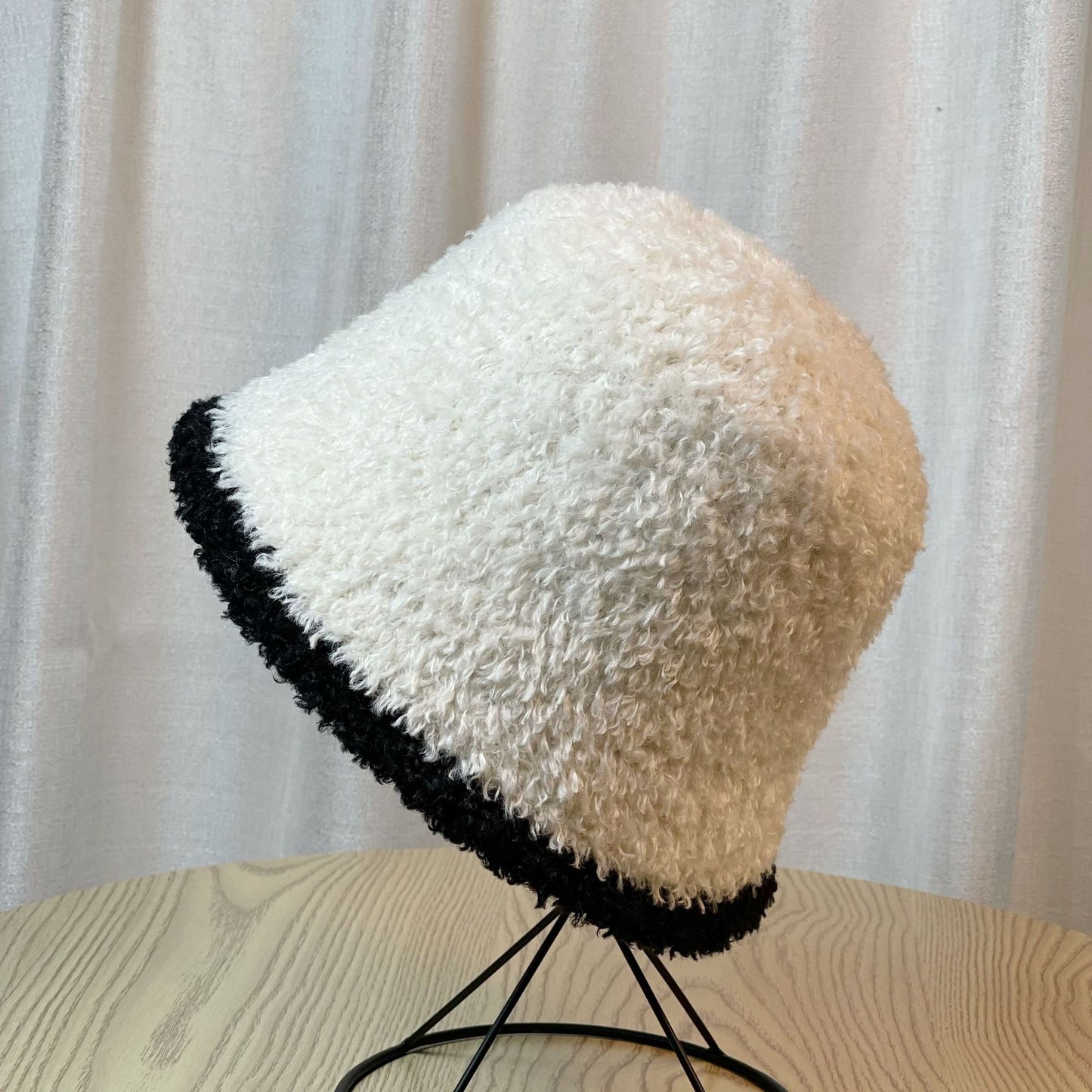 Women's Striped Plush Bucket Hat
