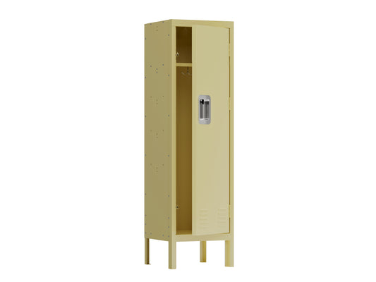 1 Door Tall Single Metal Locker-Retro Style Storage Cabinet--Industrial Furniture--For Living Room Bedroom Storage Room Gym School--Yellow