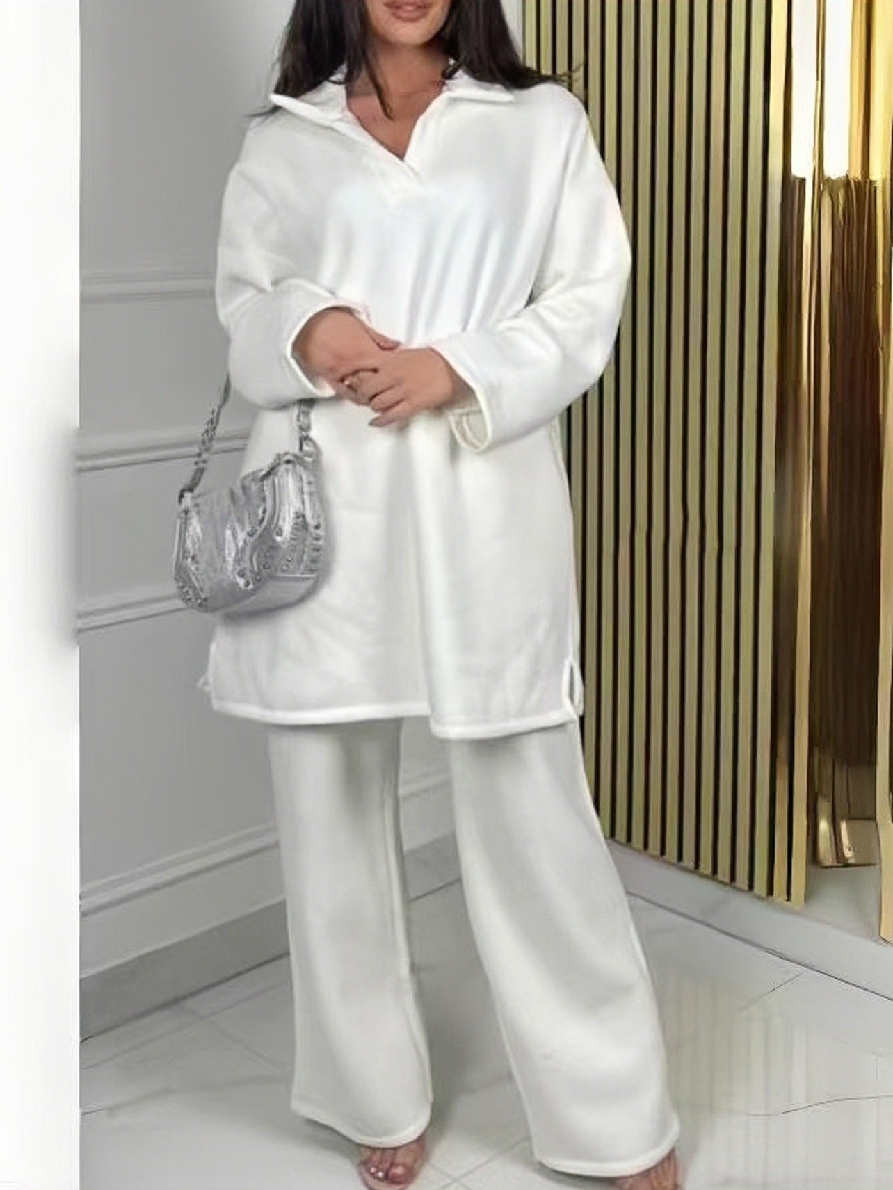 Leisure Autumn And Winter Fleece Warm Two-piece Set