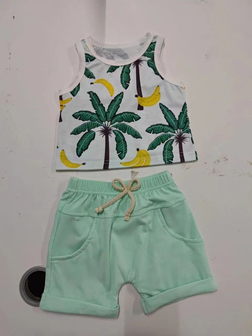 Spring Leisure Printed Vest Shorts Set