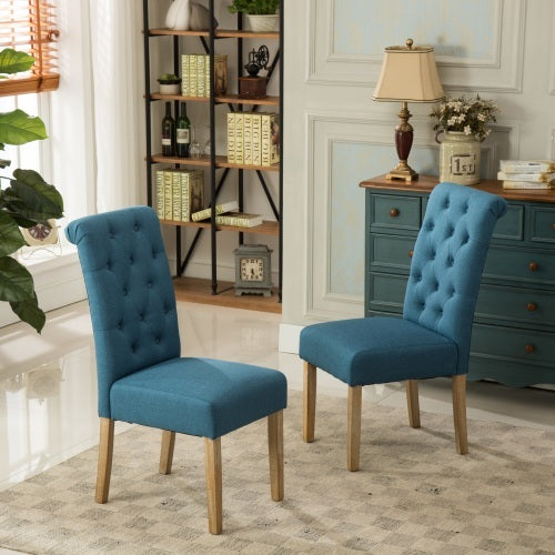 Habit Solid Wood Tufted Parsons Dining Chair, Set Of 2, Blue