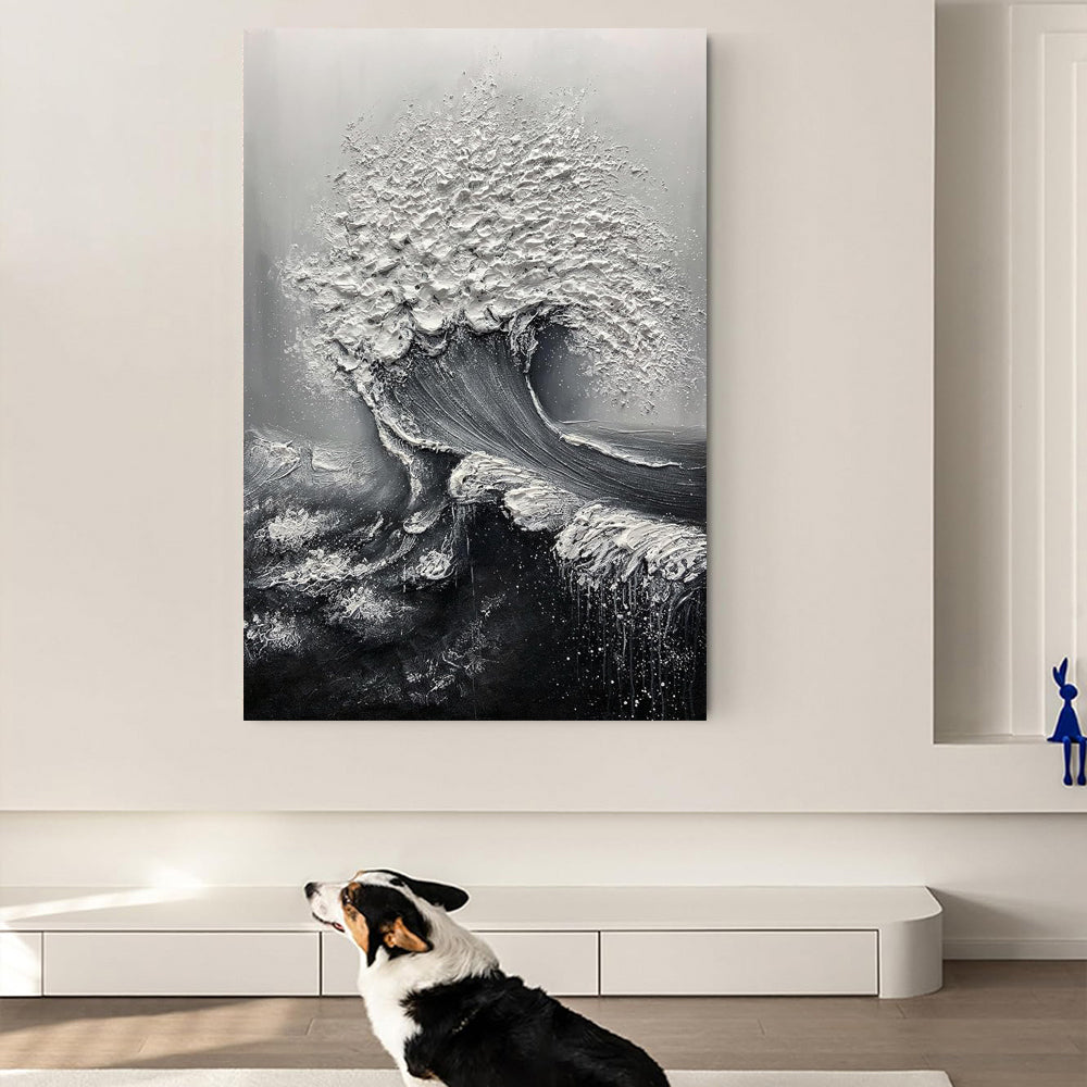 Abstract 3D Ocean Wave Thick Art Hand-painted Oil Painting Room Decor Art Paintings Wall Pictures Artwork For Home Decor