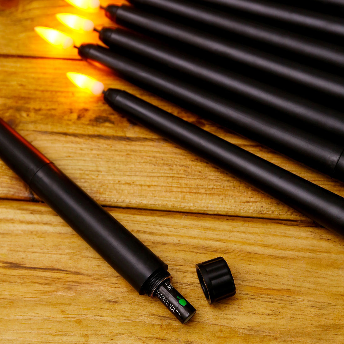 Black Shell Remote Control Long Brush Holder Candle Electric Candle Lamp