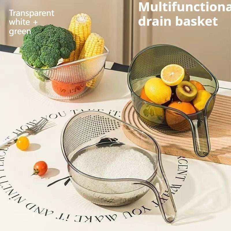 Multifunctional Drain Basket Rice Washing Blue Kitchen Vegetable Basin Sub Fruit Basket