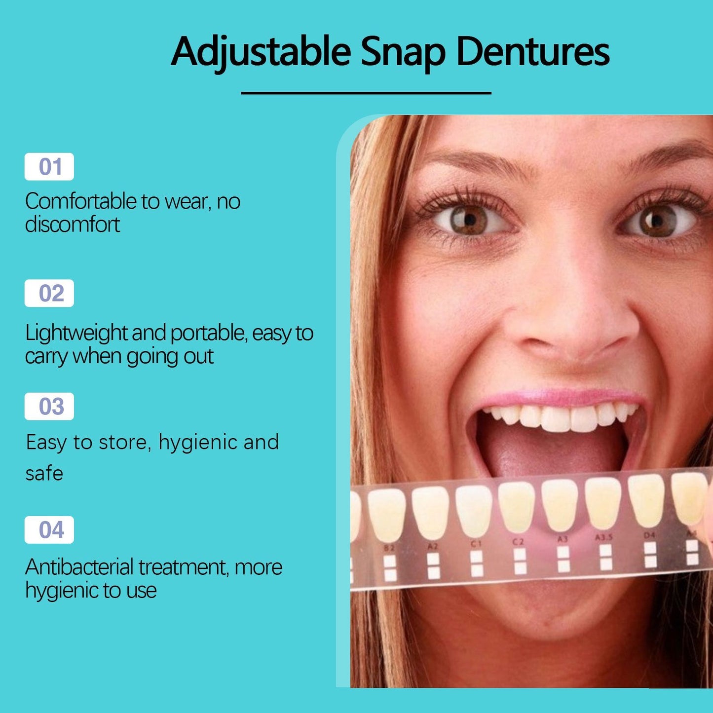 EELHOE Adjustable Snap On Dentures Temporary Gap Filling Orthodontic Dentures Kit