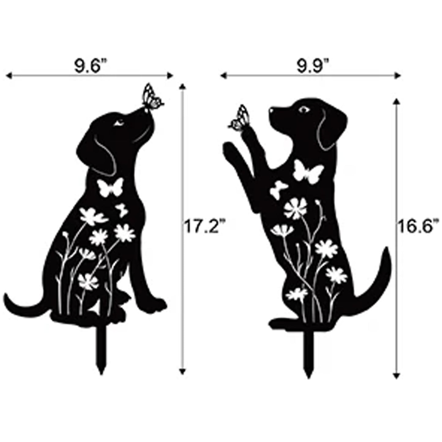 2pcs Metal Dog Garden Decor,Adorable Puppy Silhouette Stakes Decorative Outdoor