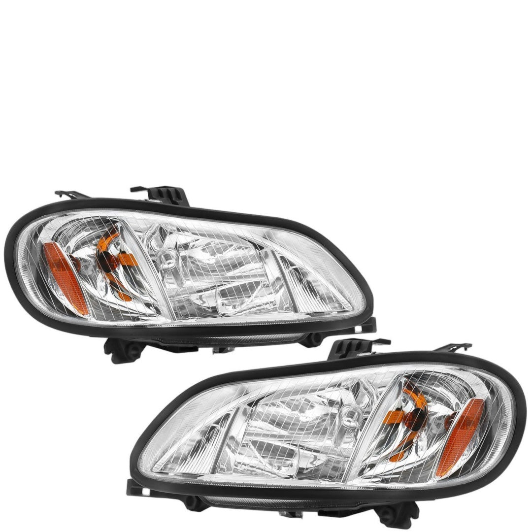 2004-2013 Freightliner M2 Headlights, Set-2 Pieces, White-black