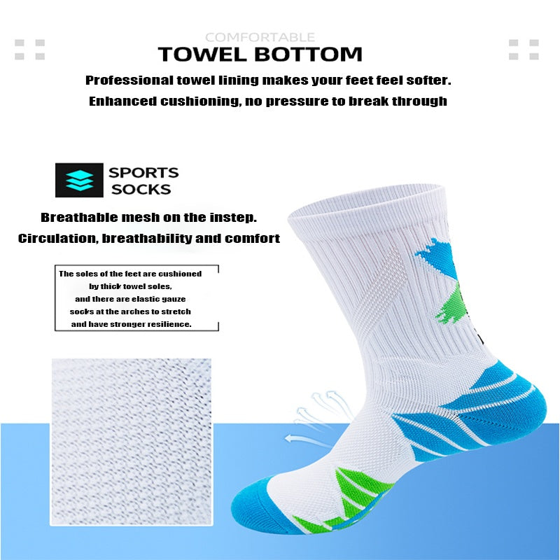 9 Pairs Men Compression Running Socks Crew Athletic Hiking Anti Blister Cushioned Anti-odor And Breathable For Running Hiking Cycling