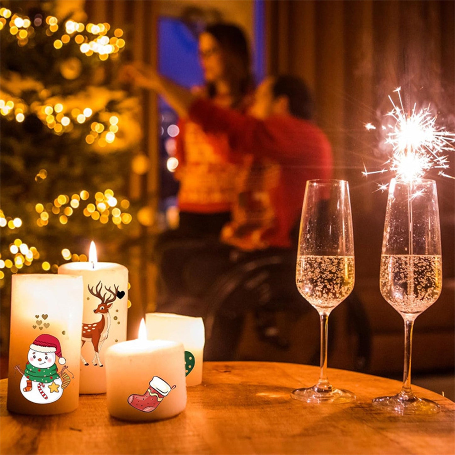 Christmas Candle Sticker Decoration Tattoo Sticker Decoration