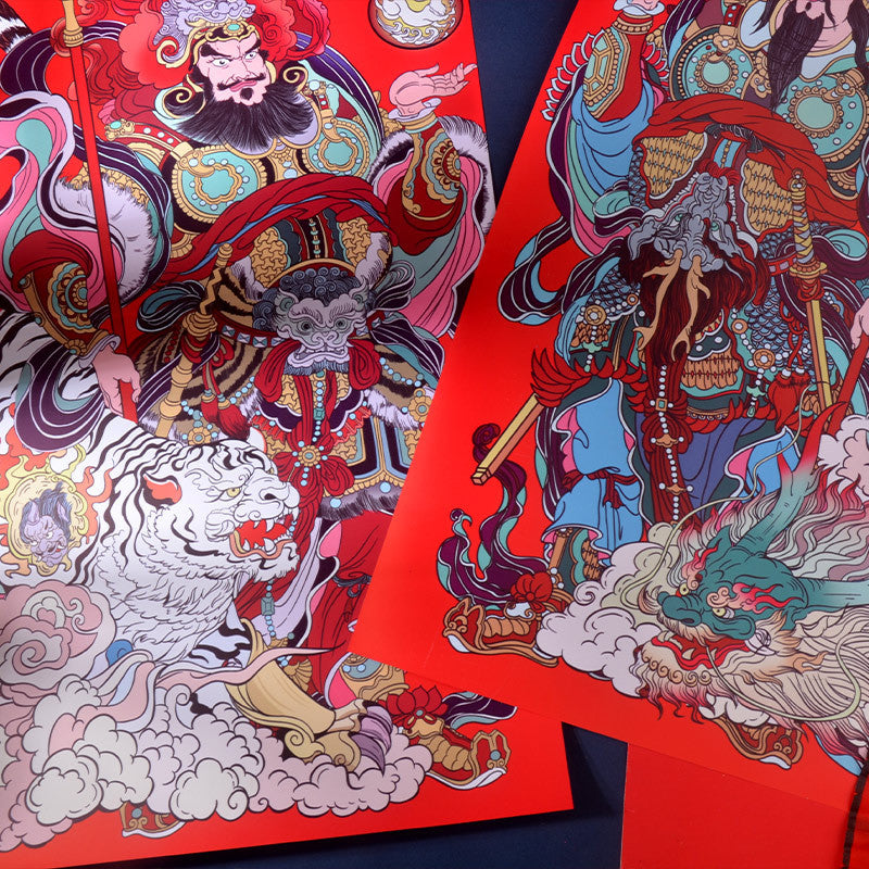 Dragon Year Chinese New Year Door-God Stickers Door Decoration