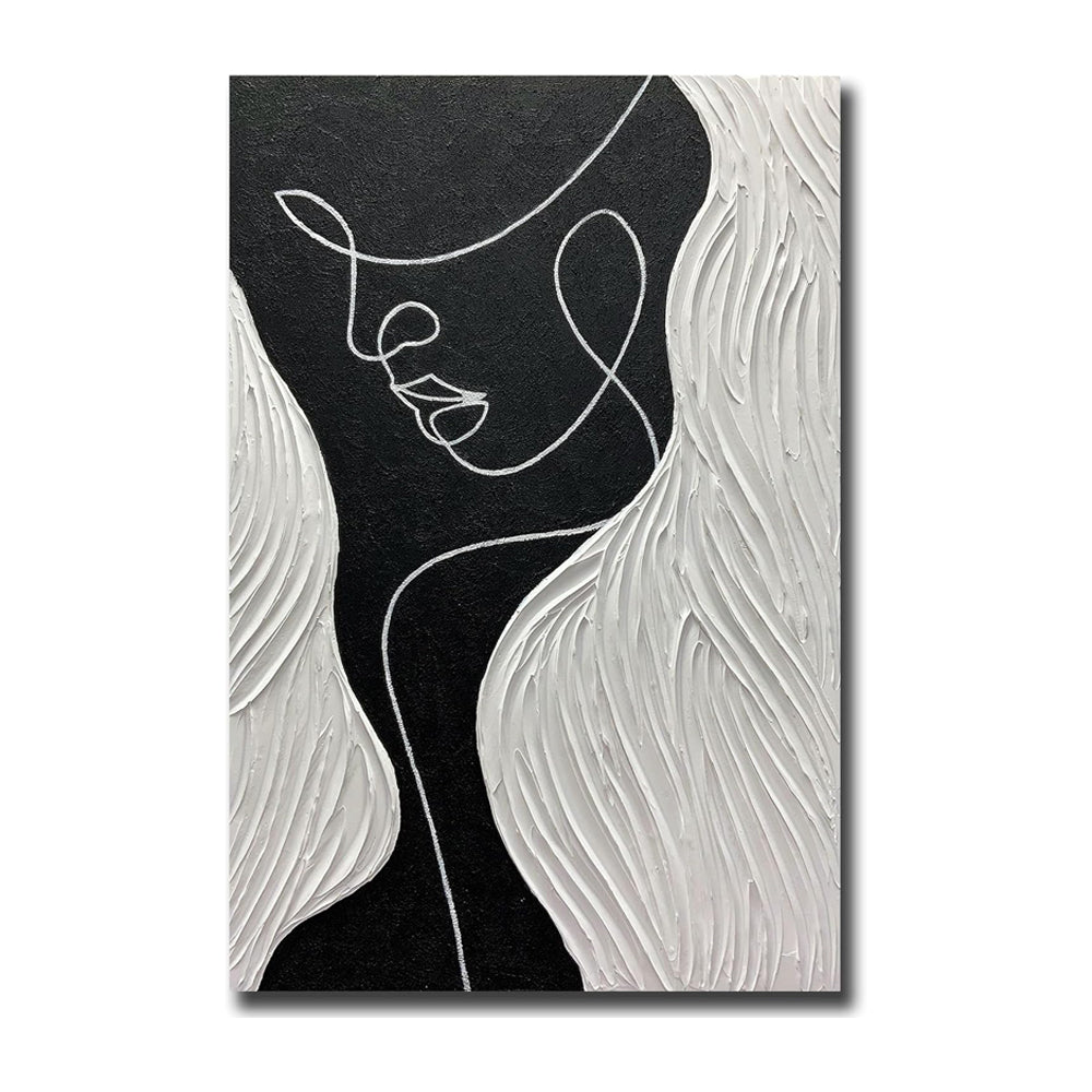 Handmade Black White Portrait Oil Paintings Nodic Abstract People Canvas Painting Artworks For Living Room Home Wall Decor