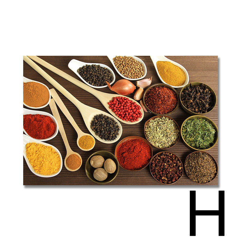 Cereal Spice Pepper Spoon Canvas Painting Kitchen Decoration Poster