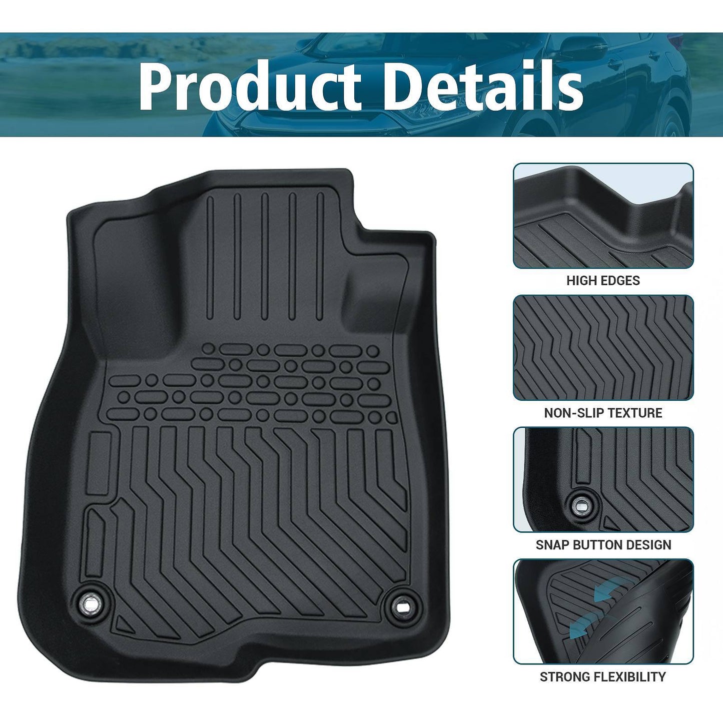 TPE Rubber Car Floor Mats All-Weather For 17-22 CR-V