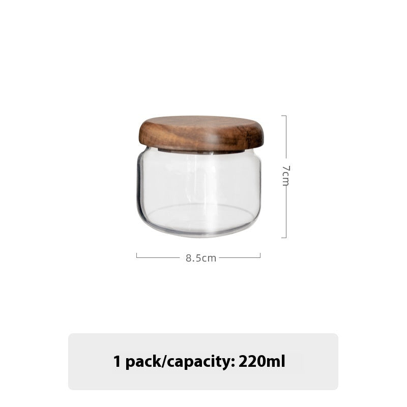 Mini Storage Tank Acacia Mangium Round Storage Bottle