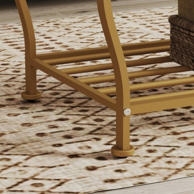 Tempered Glass Surface 3-Piece Coffee Table Set Decor Rectangle Coffee Table With 2 Square End Side Table Unique Design Coffee Table With Sturdy Construction For Living Room Elegant Gold