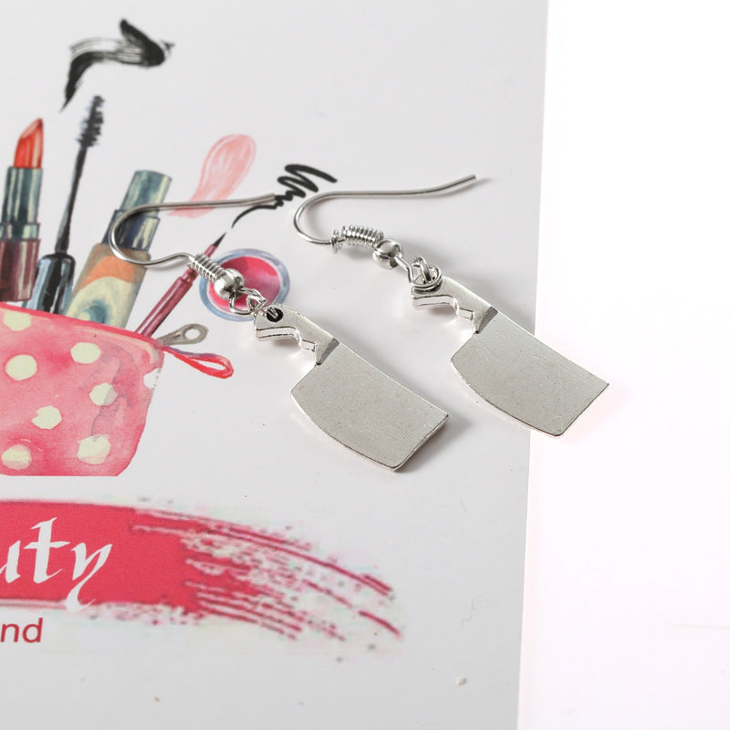 Fashionable And Simple Halloween Decoration Kitchen Knife Shape Earrings