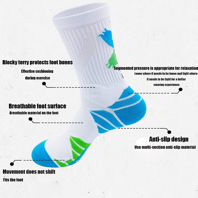 9 Pairs Men Compression Running Socks Crew Athletic Hiking Anti Blister Cushioned Anti-odor And Breathable For Running Hiking Cycling