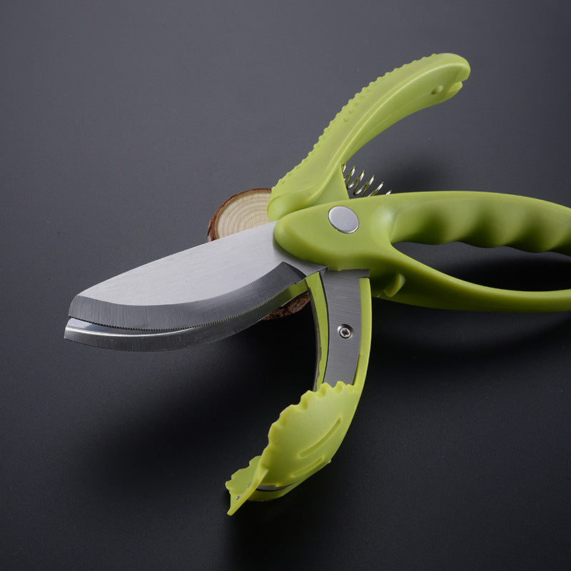 Kitchen Vegetable Salad Scissors Double Edge Serrated