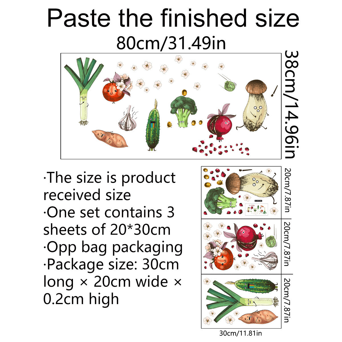 Vegetable Party Wall Sticker Kitchen Restaurant Decoration Self-adhesive Wall Stickers