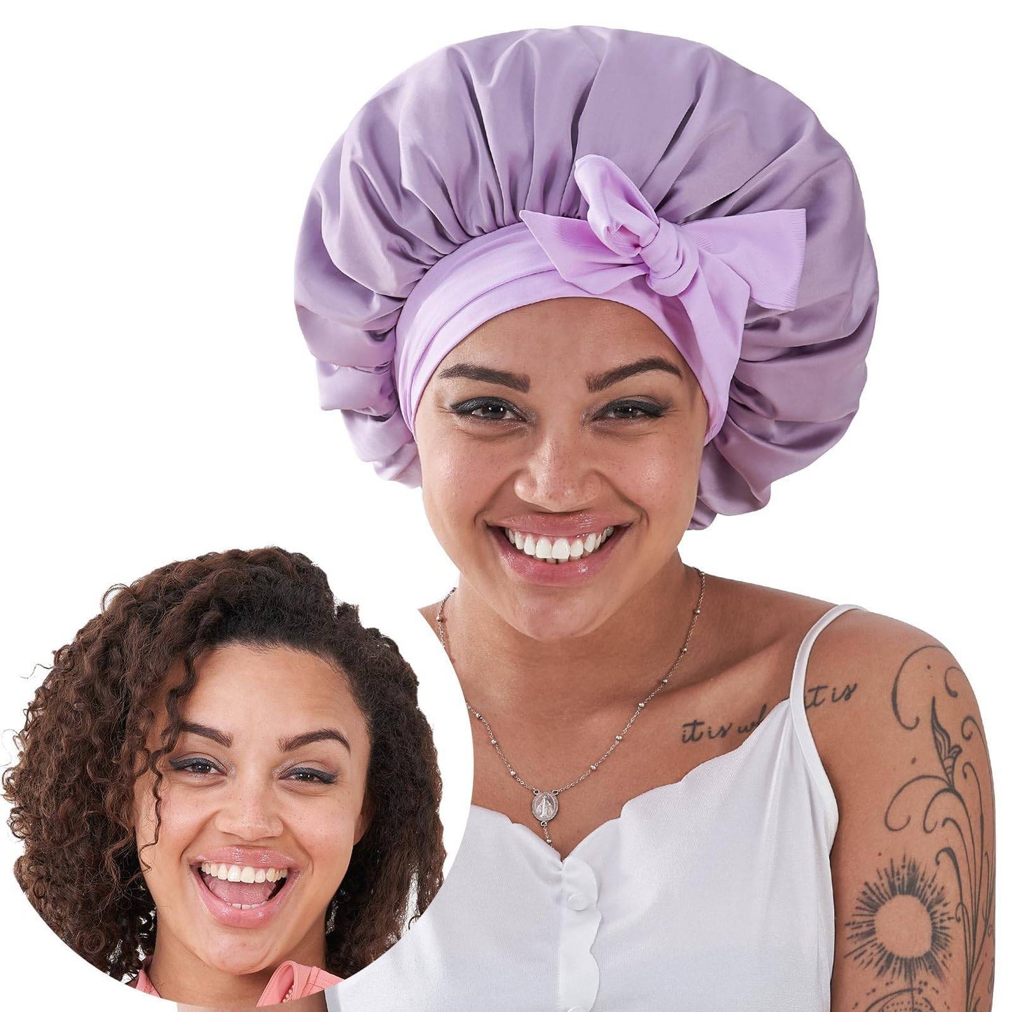 Silk Bonnet, Satin Hair Bonnet For Sleeping For Wavy Curly Natural Hair