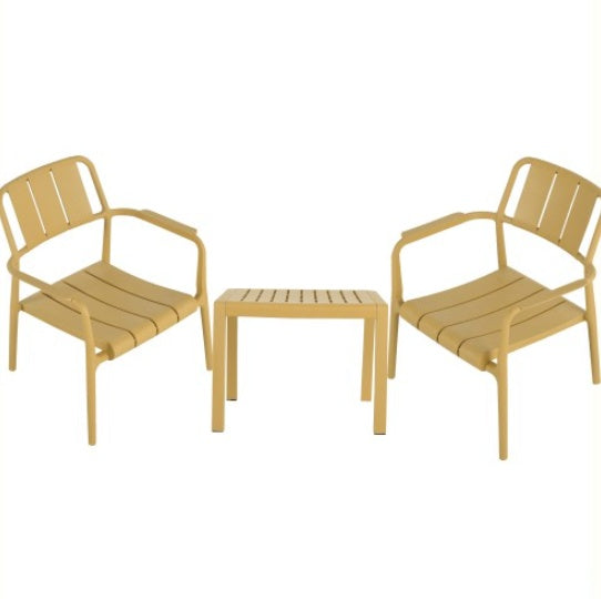 2-Piece PP Single Seater Chairs Coffee Table Set Indoor Outdoor Multi Purpose Furniture For Living Room, Balcony, Beach