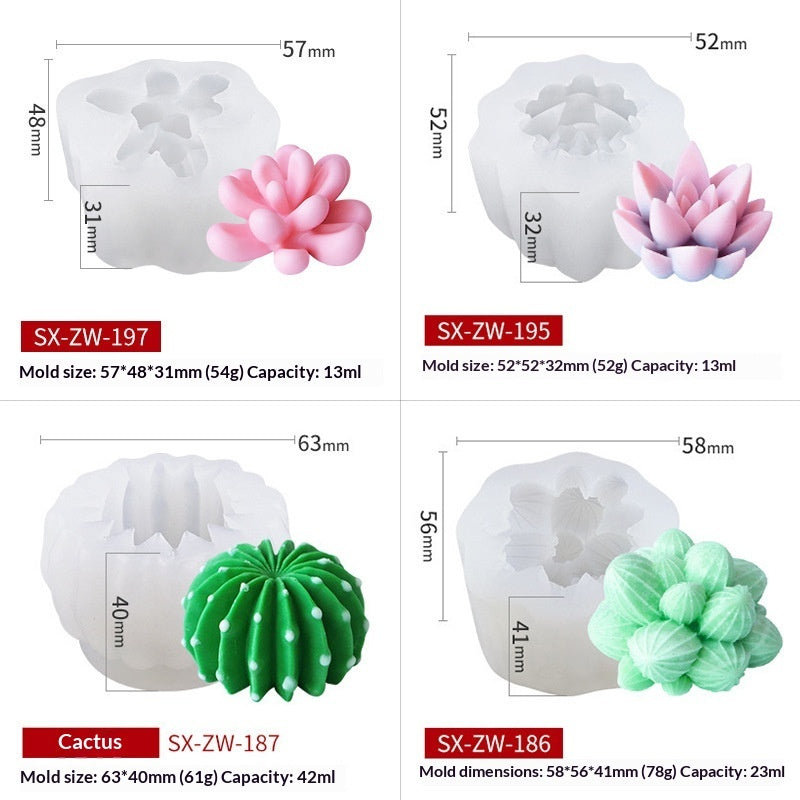 3D Succulent Silicone Candle Mold Cupcake Mold
