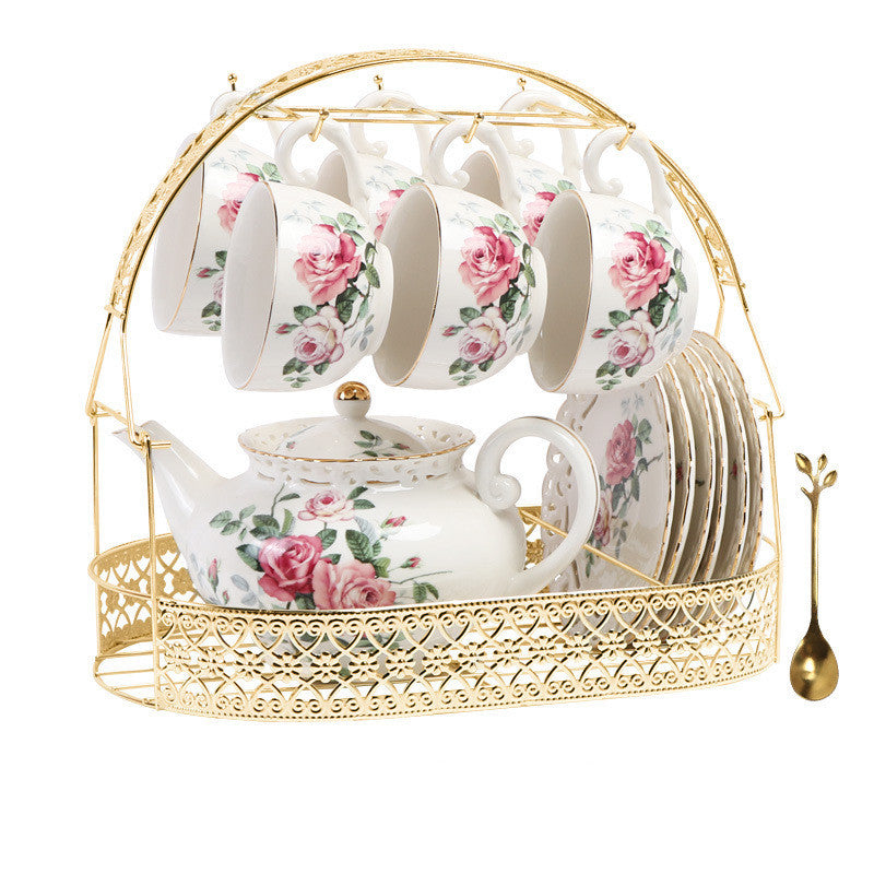 European Style Floral Coffee Cup Set Cup And Saucer Ceramic