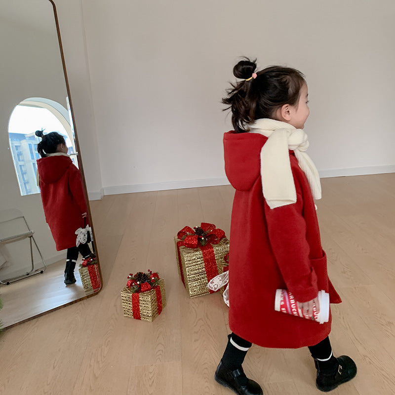 Children's New Year Quilted Horn Button Coat