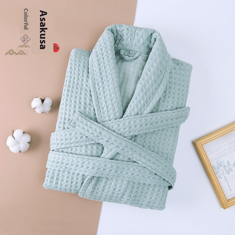Four Seasons Pure Cotton Waffle Bathrobe Water-absorbing Quick-drying Bathrobe