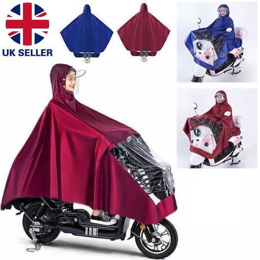 Waterproof Hooded Coat Poncho Cape Mobility Scooter Bike Rain Cover