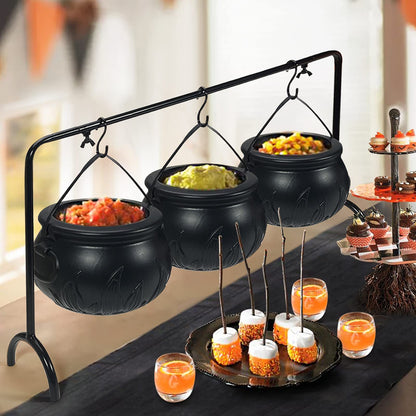 Halloween Party Decoration Witch Cauldron Serving Bowl Black Plastic Kitchen Decoration