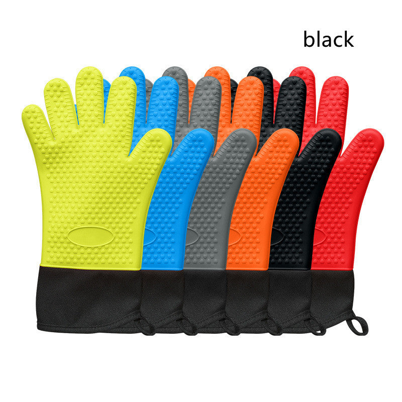 Silicone Gloves Kitchen Baking Insulation Five Fingers Cotton Thickened Microwave Oven