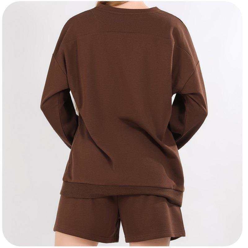 Home Leisure Sports Long Sleeve Cropped Pants Two-piece Set