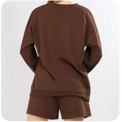 Home Leisure Sports Long Sleeve Cropped Pants Two-piece Set