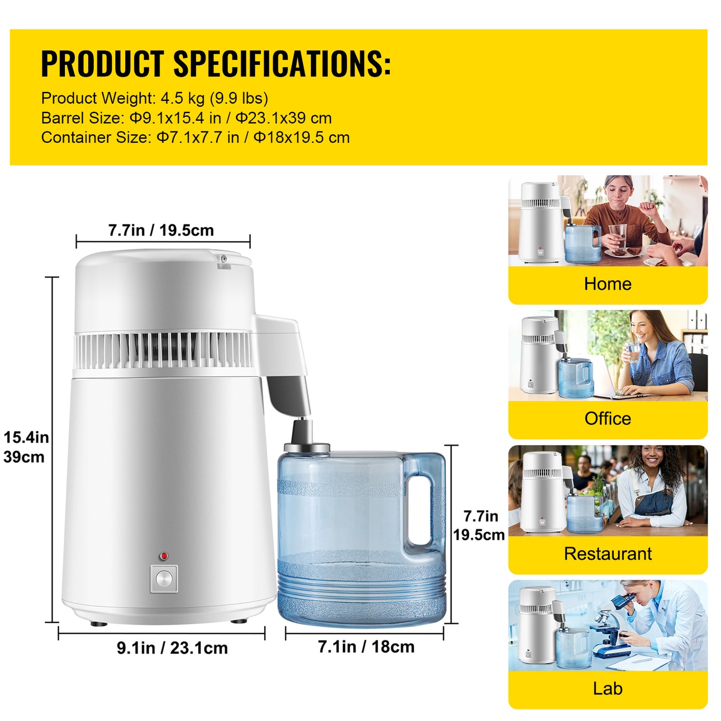 Newest 4L Dental  Medical Pure Water Distiller All Stainless Steel Internal