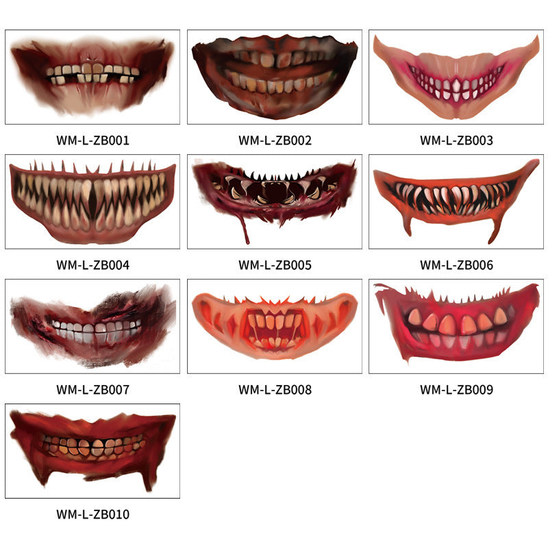 Halloween Mouth Tattoo Sticker Horror Lip DIY Decoration