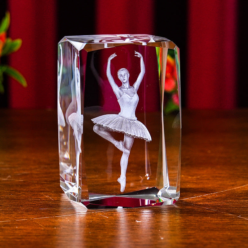 Interior Carving 3D Animal Series Crystal Statue Tourist Souvenir