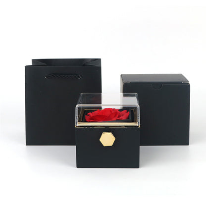 Rotating Soap Flower Rose Gift Box Creative Rotating Rose Jewelry Packaging Box Valentine's Day Gift For Women