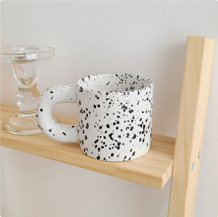 Sesame Dot Splashed Ink Mug Nordic Ceramic Mug Milk Mug